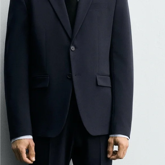 ZARA Navy Blue Slim Fit Blazer & Trouser Suit Set – Men’s EU 50 / US 40 - Picture 2 of 12